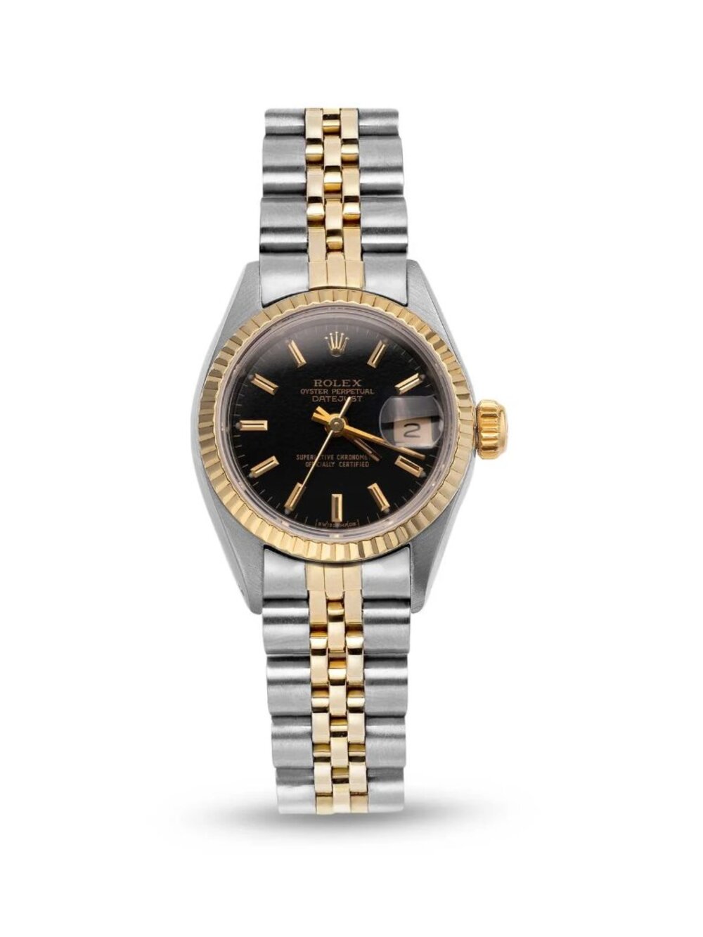 Rolex Datejust 69173 Fluted Bezel Watch 26mm Black Dial